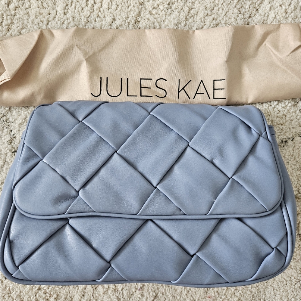 $225 NWT Jules Kae Vegan Leather Shoulder Bag,‎ Color Periwinkle